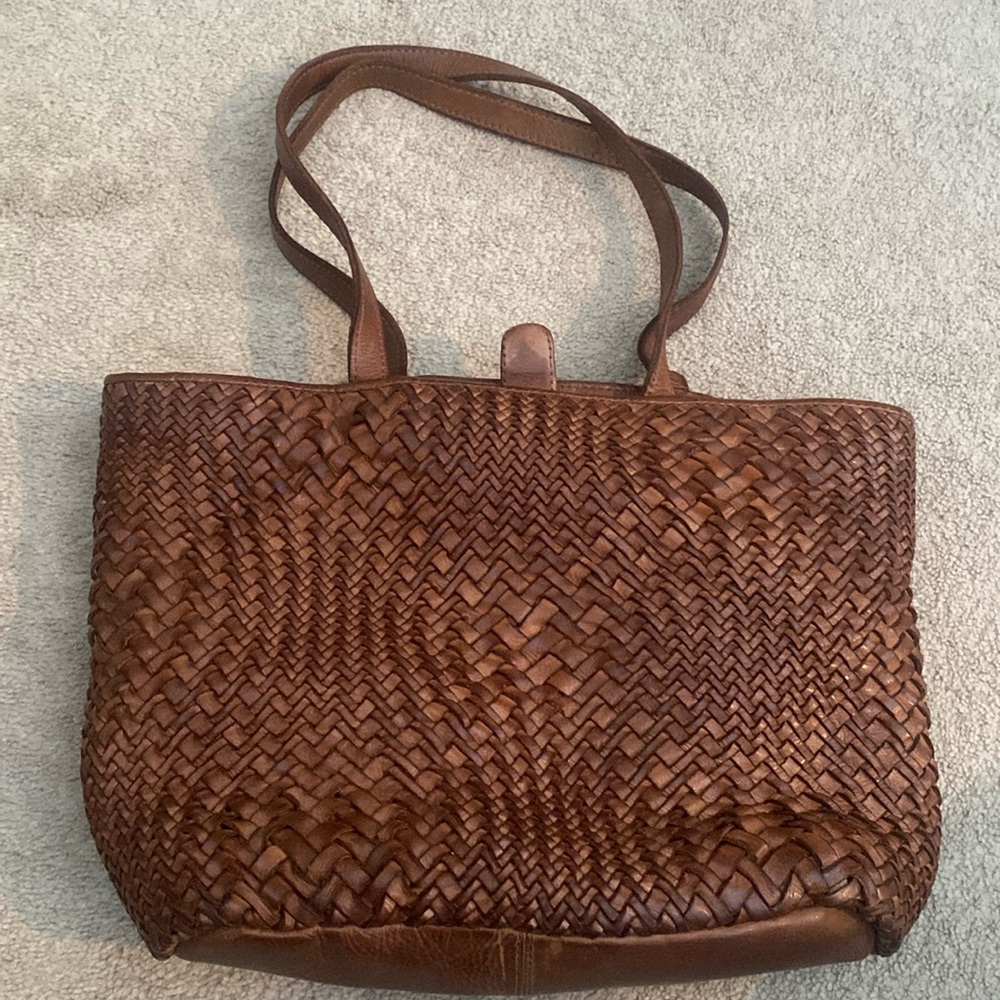 Leather small tote bag